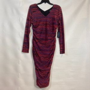 Cheztu Sexy Fuchsia Plum Pullover Ruffle Dress Women's Size 10